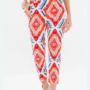 Chicos Womens Aztec Platinum Crop 6R Brushed Cotton Jean Blue Orange White